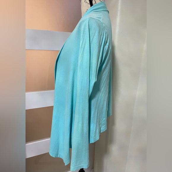 💎 LILLY PULITZER TIFFANY BLUE PIMA COTTON OPEN CARDIGAN SZ S EUC - Picture 3 of 6